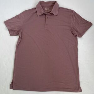 Fresh Clean Threads Pink Mauve Brown Polo Shirt Classic Collar Short Sleeves M
